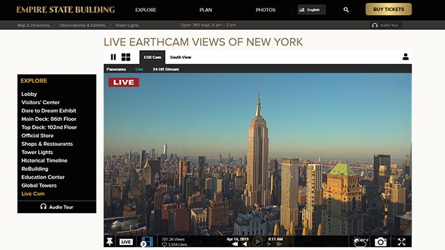 Website development with EarthCam on the Empire State Building